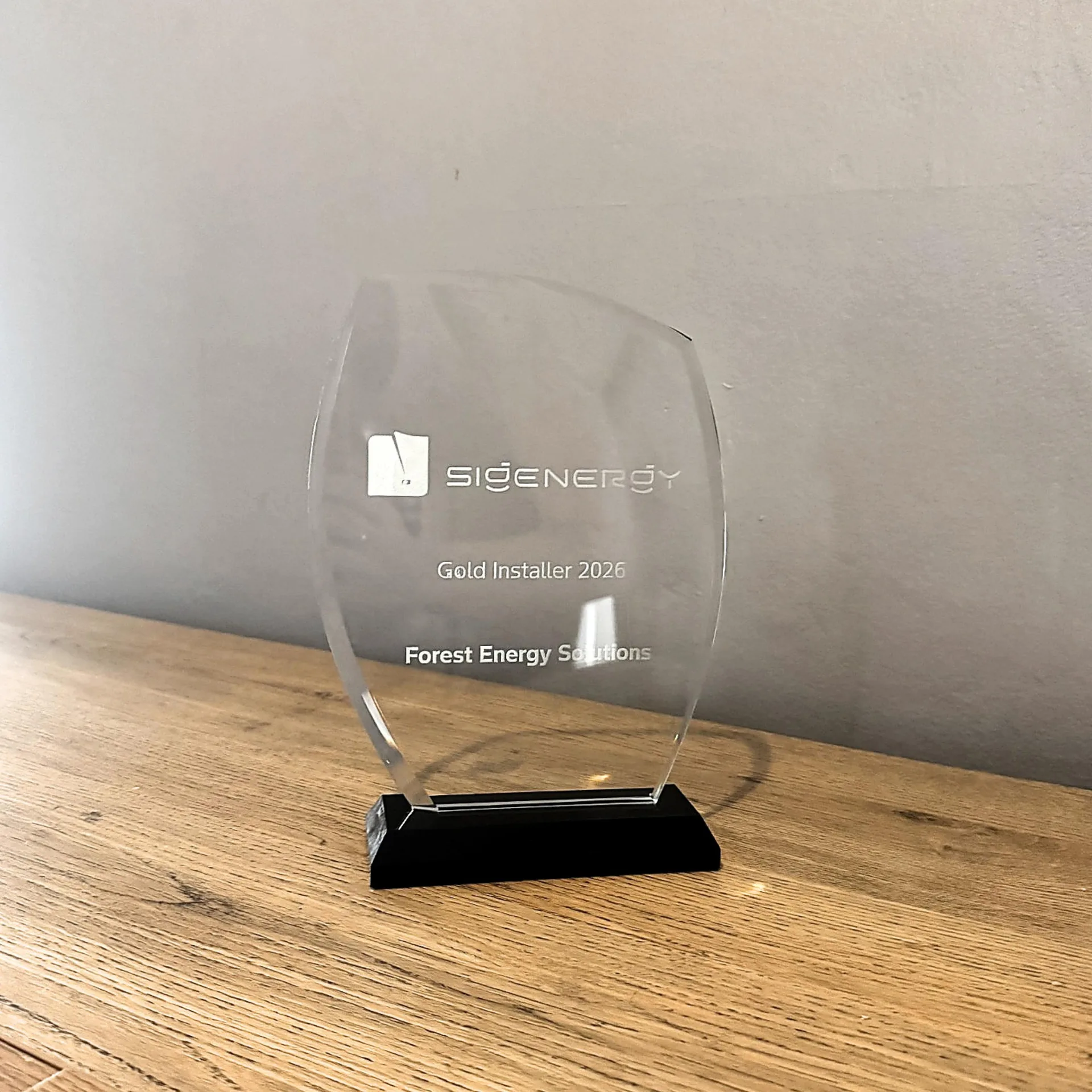 SigEnergy Gold Installer Award trophy